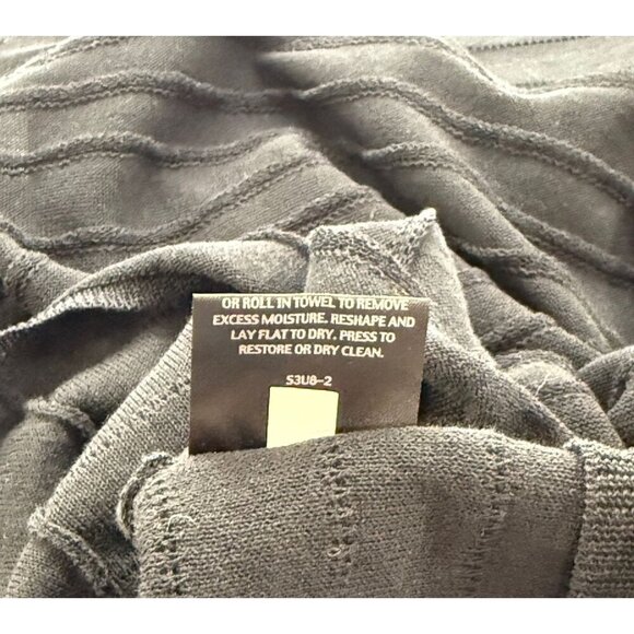 Eileen Fisher System Black Cotton Tank Top Tunic A-Line Ribbed Gauzy Mesh Size L - Picture 6 of 7